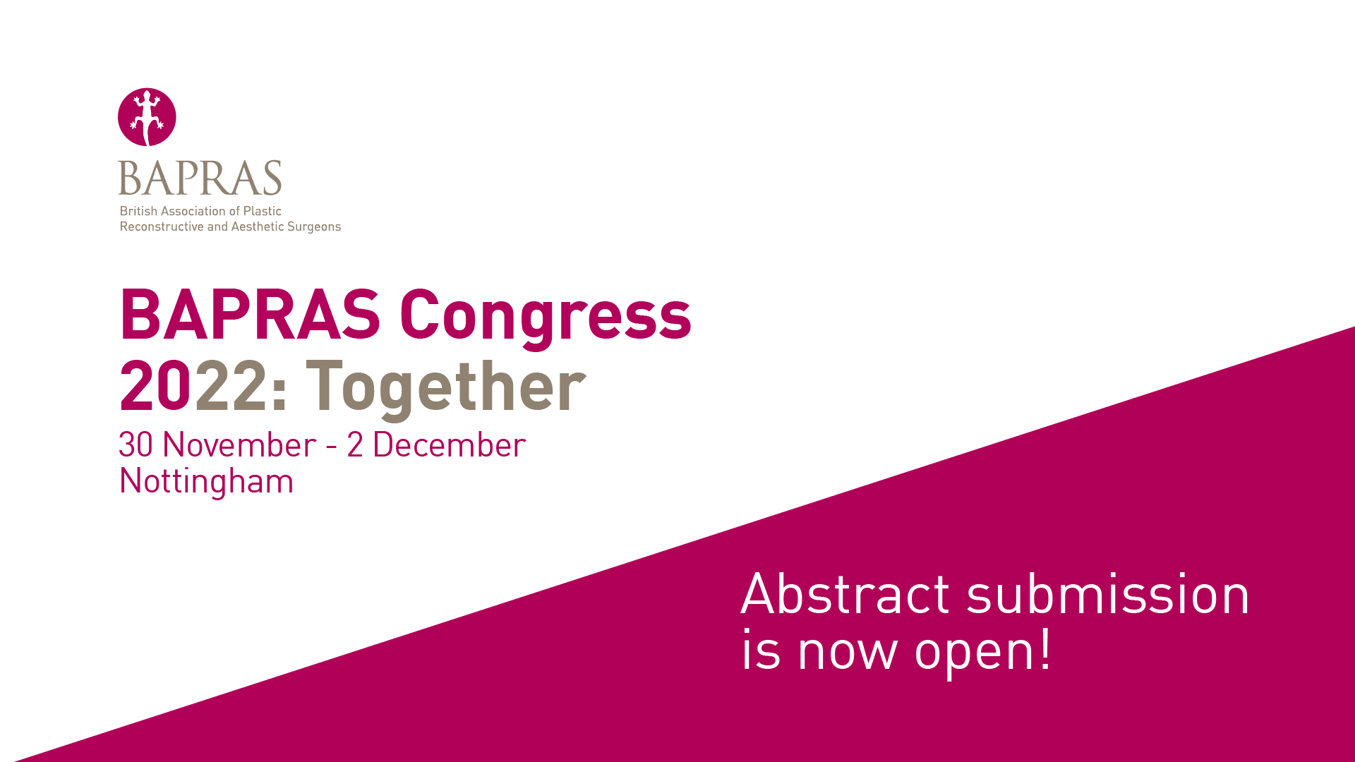 Abstract submission is now open for BAPRAS Congress 2022